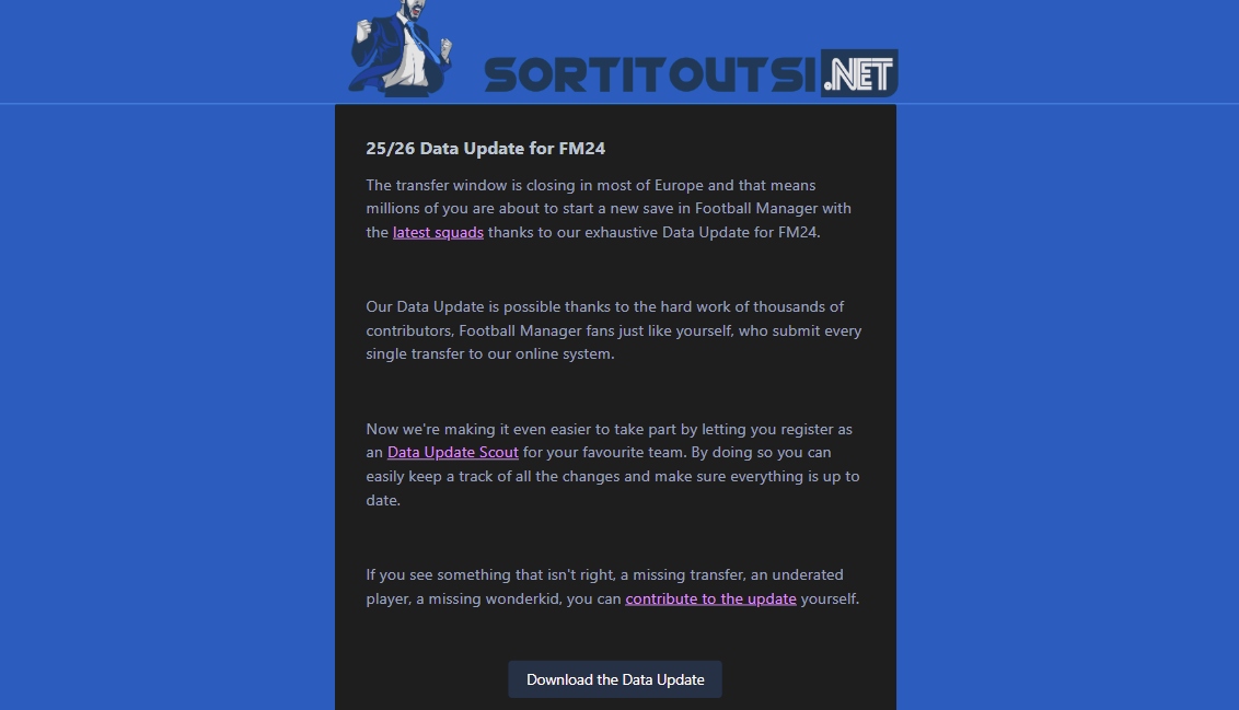 Sortitoutsi.net 25/26 Season Update